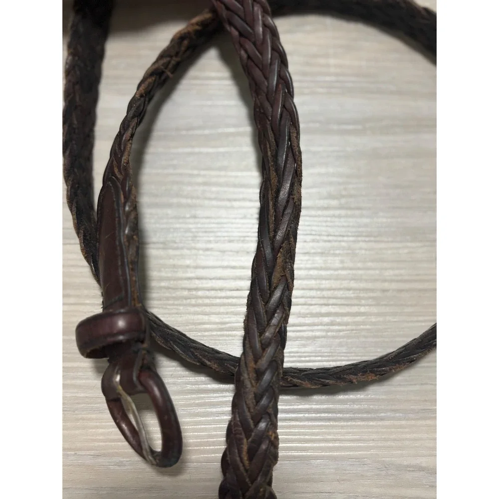 Dockers Mens Braided Leather Belt Dark Brown Woven 38 95 Vintage Style 1337‎
